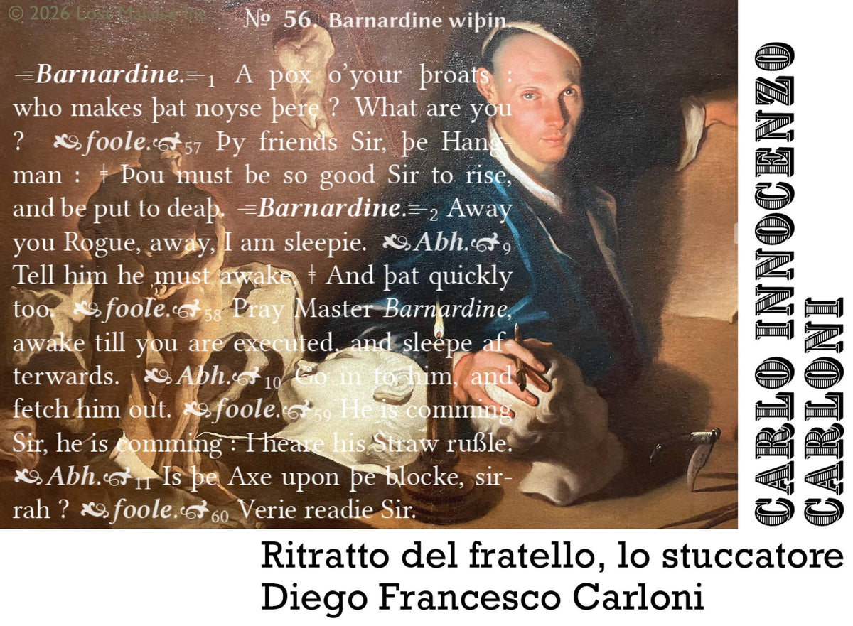 Barnardine's fate is certain beheading, art work shows busts in various configurations.