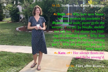 Modern reinterpretation of Kate from Shakespeare’s The Taming of the Shrew, featuring contemporary portrait photography superimposed with dramatic Shakespeare text and colorful theatrical typography. Literary collage wall art blending Shakespeare comedy, feminist character reinterpretation, suburban realism, modern domestic imagery, romantic conflict, theatrical dialogue, and experimental text montage.