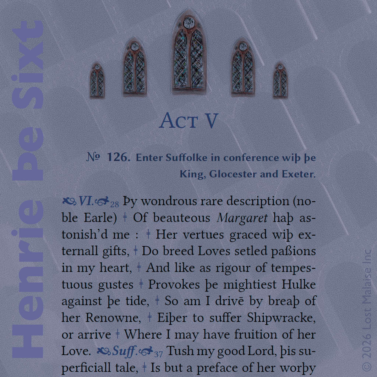 Cover artwork for King Henry VI Part 1 in the Fifth Folio edition featuring layered folio typography set against monumental modernist archways inspired by imperial Roman architecture.